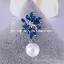 Wholesale sapphire glass brooch small brooches Pearl Brooch for Wedding Invitations